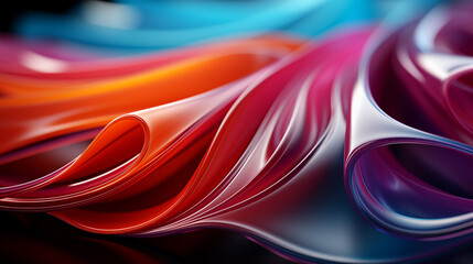 Abstract Wave Texture Design: A Soft Flowing Art Illustration in Blue, Orange, Red, and Yellow