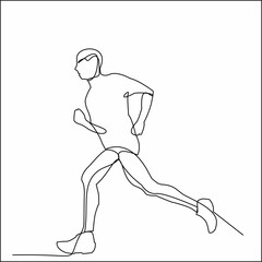 Continuous line drawing of Runner man. People run when doing action sport or jogging.