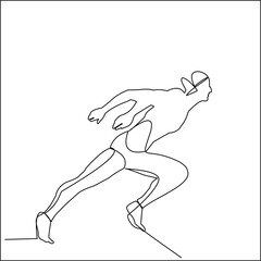 Continuous line drawing of Runner man. People run when doing action sport or jogging.