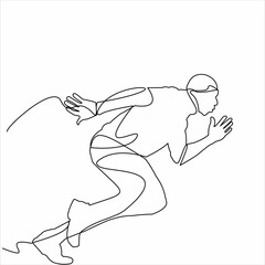 Continuous line drawing of Runner man. People run when doing action sport or jogging.