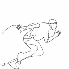 Continuous line drawing of Runner man. People run when doing action sport or jogging.