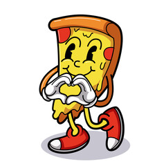 Pizza and Cartoon Characters, Vintage character vector