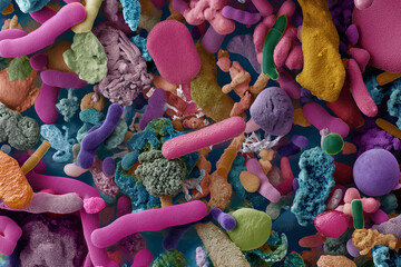 Close up. Bacterial microscope, electron microscope, micro image, complex, science, laboratory image model.