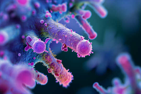 Close up. Bacterial microscope, electron microscope, micro image, complex, science, laboratory image model.