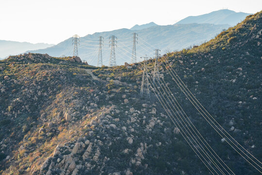 Powerlines, Mountains, Valleys, Santa Barbara, Southern California, Transmission Lines,