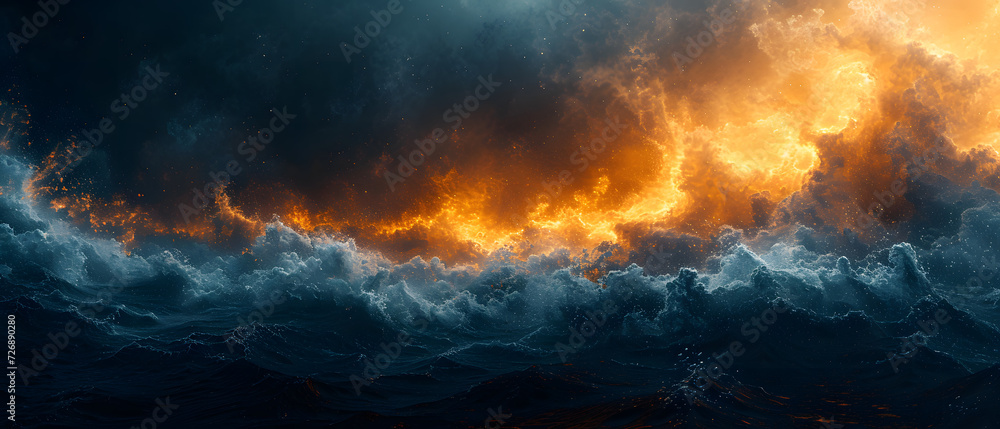 Wall mural a painting of a majestic wave in the ocean - Wall murals