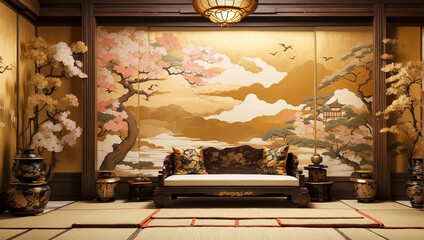 A vintage Japanese room, background.