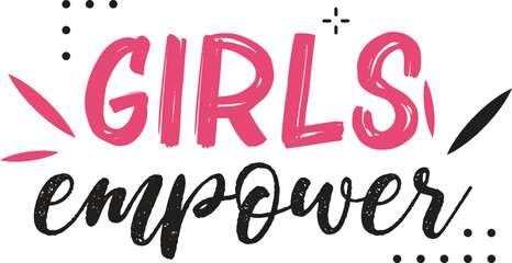 Girl power groovy lettering in circle shape. Retro 70s feminist slogan for t-shirts, posters or cards.
