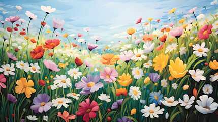 Fototapeta na wymiar Seamless flower background, colorful flower background
