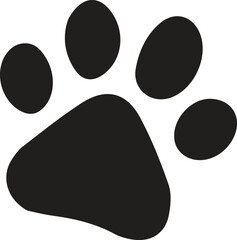 Dog paw print. Paw icon. Vector illustration Black silhouette of a paw print, isolated.