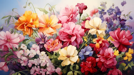 Obraz na płótnie Canvas Colorful floral seamless pattern