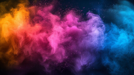Colored powder explosion. Rainbow colors dust background. Multicolored powder splash background.