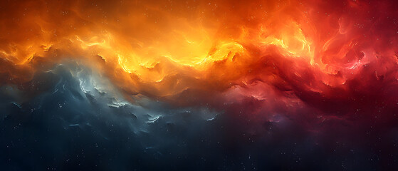 Painting of a Red, Orange, and Blue Cloud