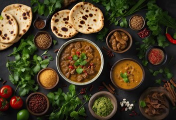 green haleem View naan HerbsBangladeshi Top Beef Haleem Spices backgroundHaleem - obrazy, fototapety, plakaty
