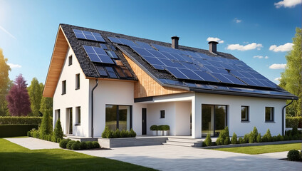 Fototapeta na wymiar New suburban house ,solar panels
