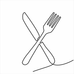 Continuous one line image. restaurant logos. Black and white vector illustration.