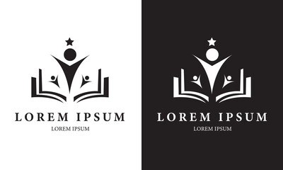 Company logo design with human characters and book