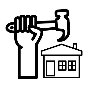 construction icon. hand holding hamer