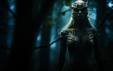 Fototapeta na wymiar Mysterious Banshee: Fantasy Forest Nightfall