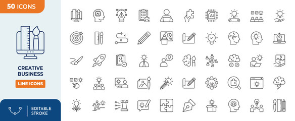 creative Business line editable icon set. Editable stroke. Vector illustration	