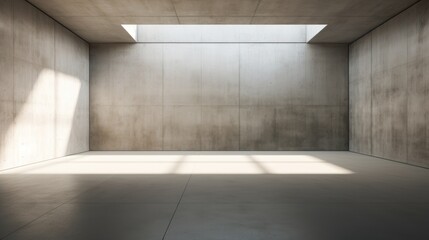 Large modern empty concrete room with sunlight