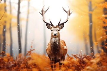 Deer in autumn colors Detailed image of wild animal with white background