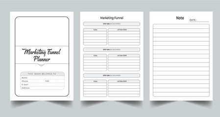 Editable Marketing Funnel Planner Kdp Interior printable template Design.