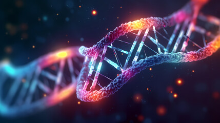 Fototapeta na wymiar Human DNA structure, 3D illustration of helical DNA molecule