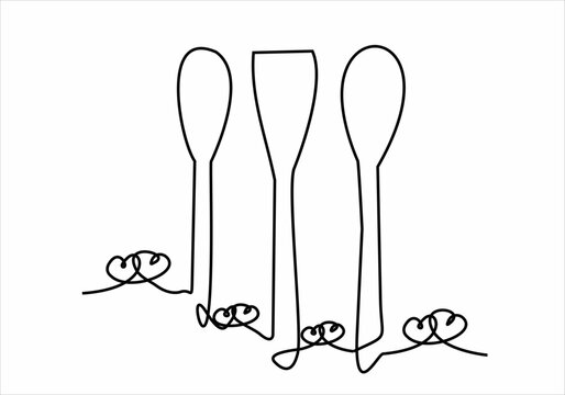 Continuous one line image. restaurant logos. Black and white vector illustration.
