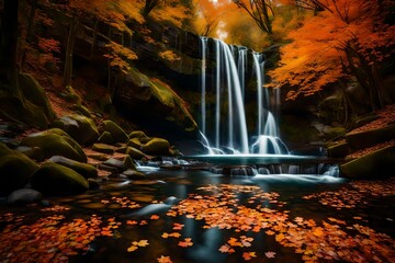 Image of Waterfall in the autumn, Landscape