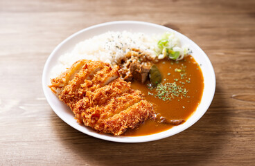 Pork cutlet with delicious Curry sauce on a plate  