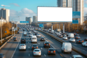 big white billboard in a city