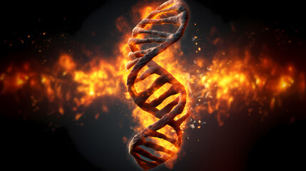 Helix DNA polygonal wireframe molecule helix, medical concept background