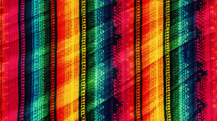 Mexican traditional striped fabric texture background. Closeup of colorful textile pattern.