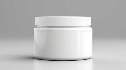 cosmetic cream container, white plastic jar on a gray background
