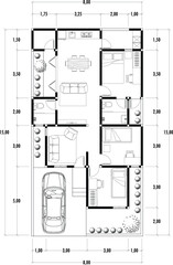 Architecture plan with furniture. home floor plan, isolated on white background, stock illustration.