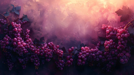 Fototapeta na wymiar A Painting of Grapes on a Vine