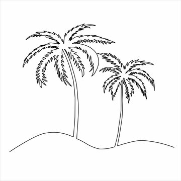 Continuous line drawing of coconut tree vector illustration