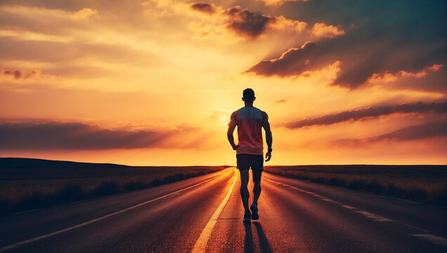 Silhouette of male runner in sportswear