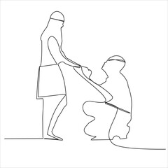 continuous line drawing of loving couple