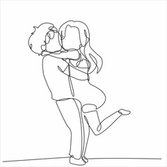 continuous line drawing of loving couple