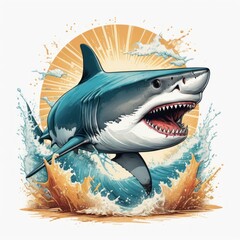 shark. colorful shark digital illustration