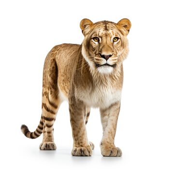 Photo of liger isolated on white background