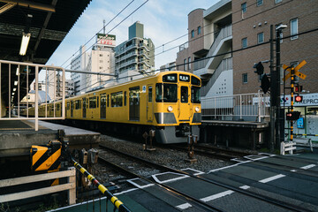 Japanese Train Traveling Through Tokyo train Station 