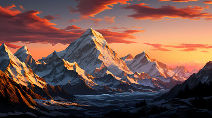 Stunning mountains, panoramic peaks PPT background
