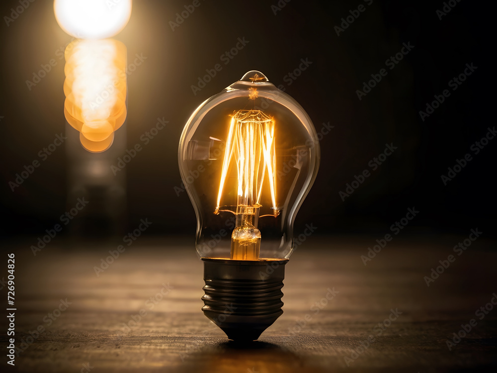 Poster the lone, brightly lit light bulb serves as a symbolic representation of a breakthrough idea or inno