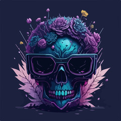 Rocking skull design on a colorful t-shirt, perfect for a stylish and edgy look.