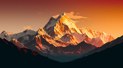 Mountain peak illustration, mountain aerial photography PPT background illustration