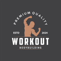 Gym logo design vintage retro human silhouette sport fitness bodybuilder simple elegant