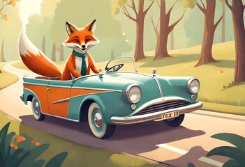red fox in the car